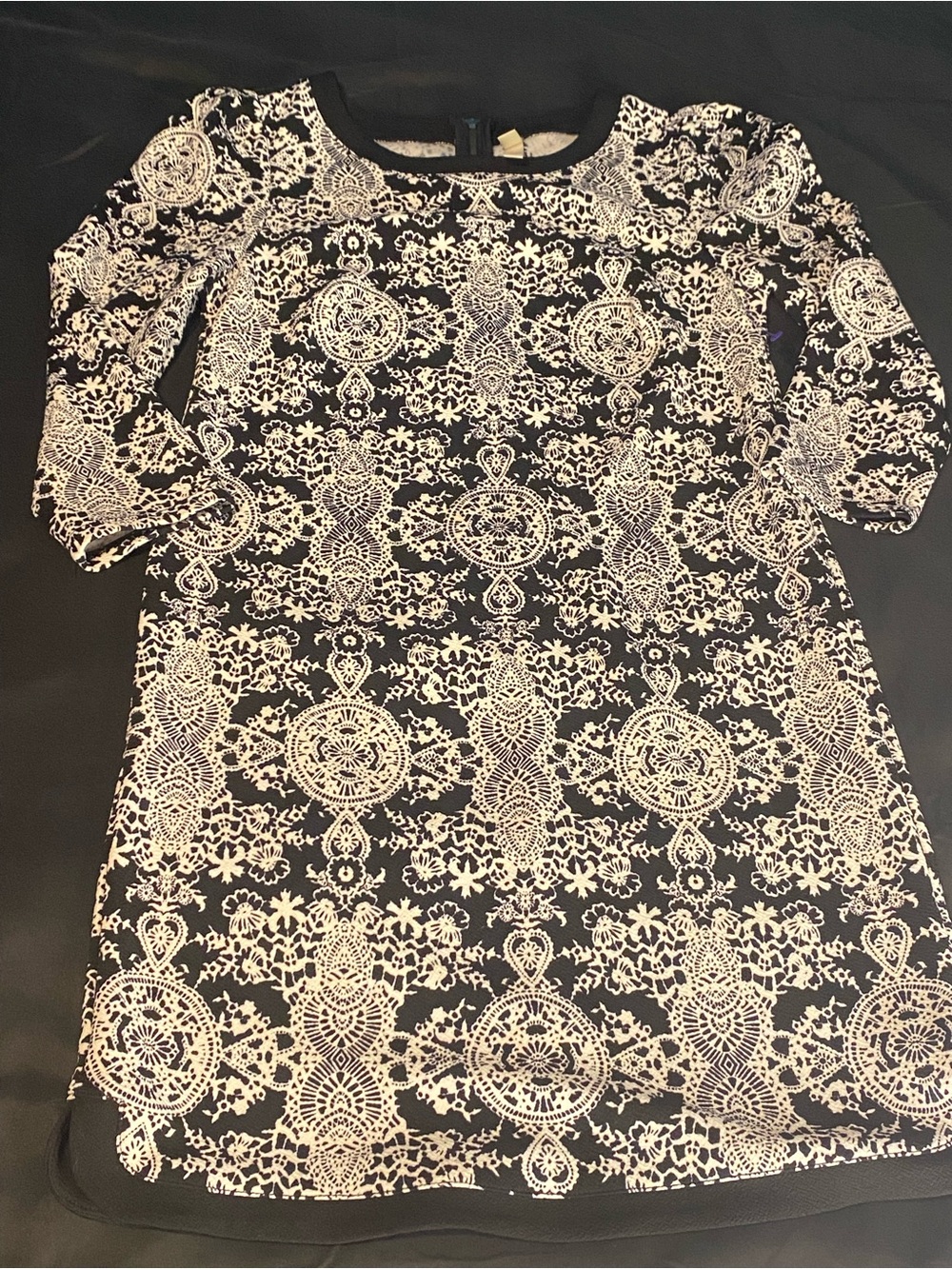 Xhilaration Black and White Lace-Pattern Tunic